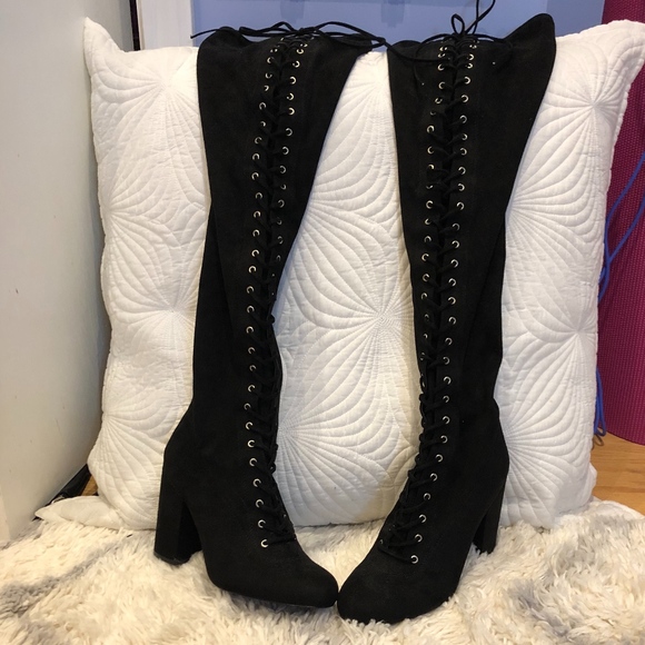 Steve Madden Shoes - Steve Madden Over the Knee Lace-Up Boots